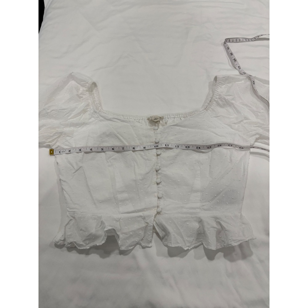 Urban Outfitters Coquette Cottagecore Milkmaid Prairie Crop Top White Cotton M - Picture 7 of 9